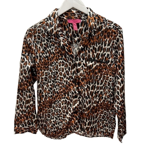 Betsey Johnson 2 pc Satin Leopard Print Pajama Set SZ M - Picture 2 of 9